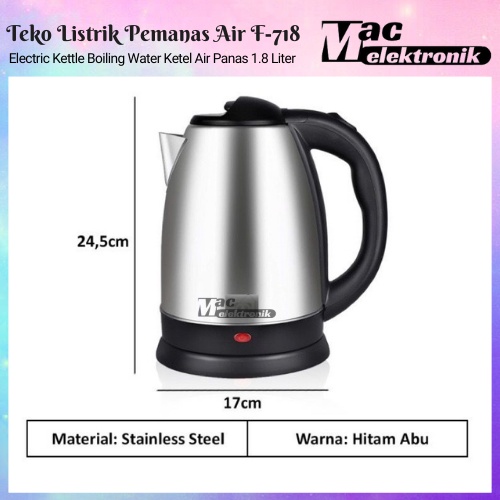 Teko Listrik Electric Kettle Stainless Steel 1.8 Liter  Teko listrik pemanas air kettle electric kapasitas 1.8L Kualitas Terbaik