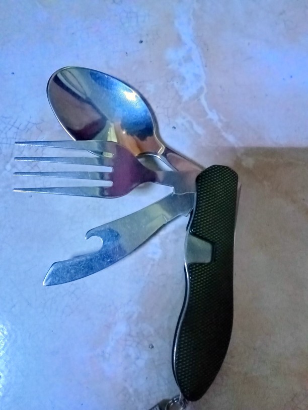 Sendok Garpu Pisau Dapur Army Tools Pocket Knife Edc 4 In 1 A011