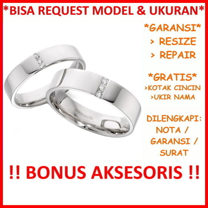 Gratis Ukir Nama Bisa Pesan Model Garansi Silver Asli Cincin Kawin Perak Couple Nikah Tunangan ID471