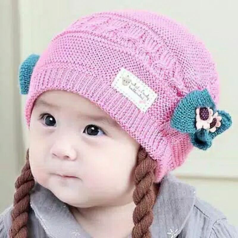 TOPI KUPLUK RAJUT BAYI MODEL PITA WIG KEPANG