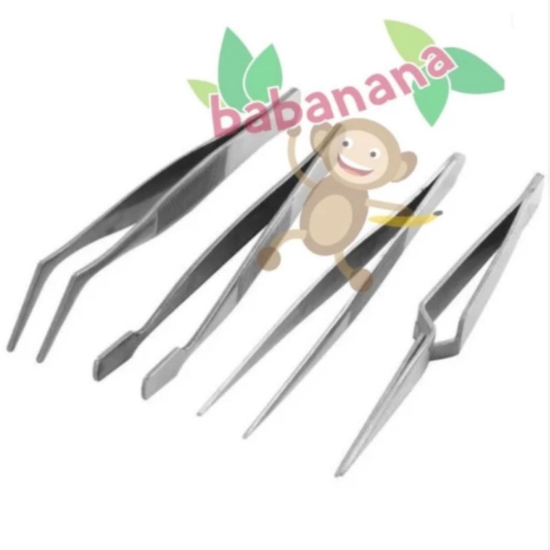 4pcs stainless steel tweezer pinset penjepit set