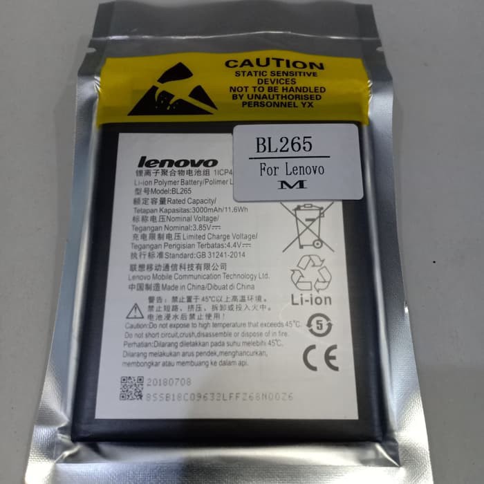 Baterai Motorola Moto M Batre Lenovo BL265 Battery Original