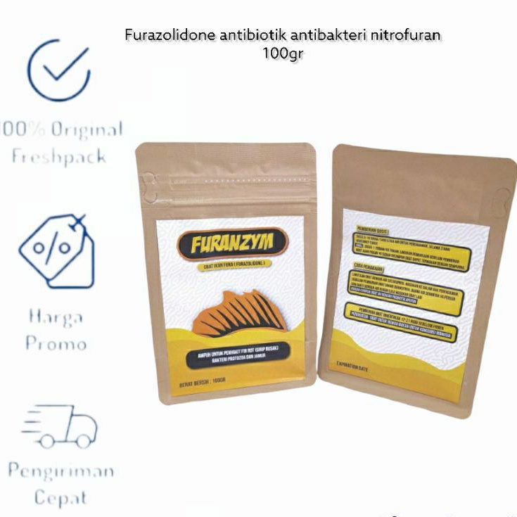 Obat ikan Fura Furazolidone furazolidon merk FURANZYM 100 gram finrot