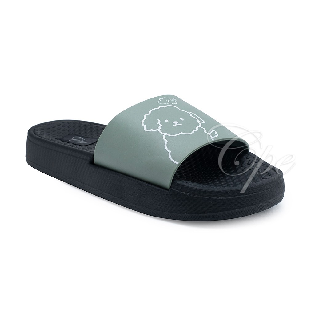CPE SLPT V CUTIES Sandal Slop Slip On Teplek Wanita Sandal Cewek-Puppy Green