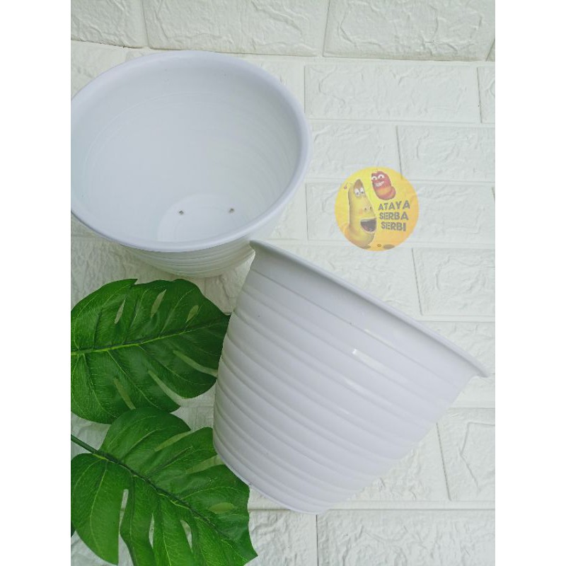 POT BUNGA MADU 20 DIAMETER 18 CM PUTIH HITAM  | VAS BUNGA TANAMAN HIAS PLASTIK MURAH