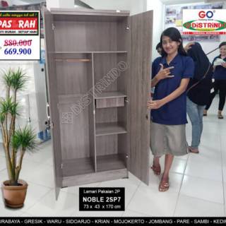  Lemari  Pakaian  2 Pintu Minimalis Dengan Cermin  Full  Papan 