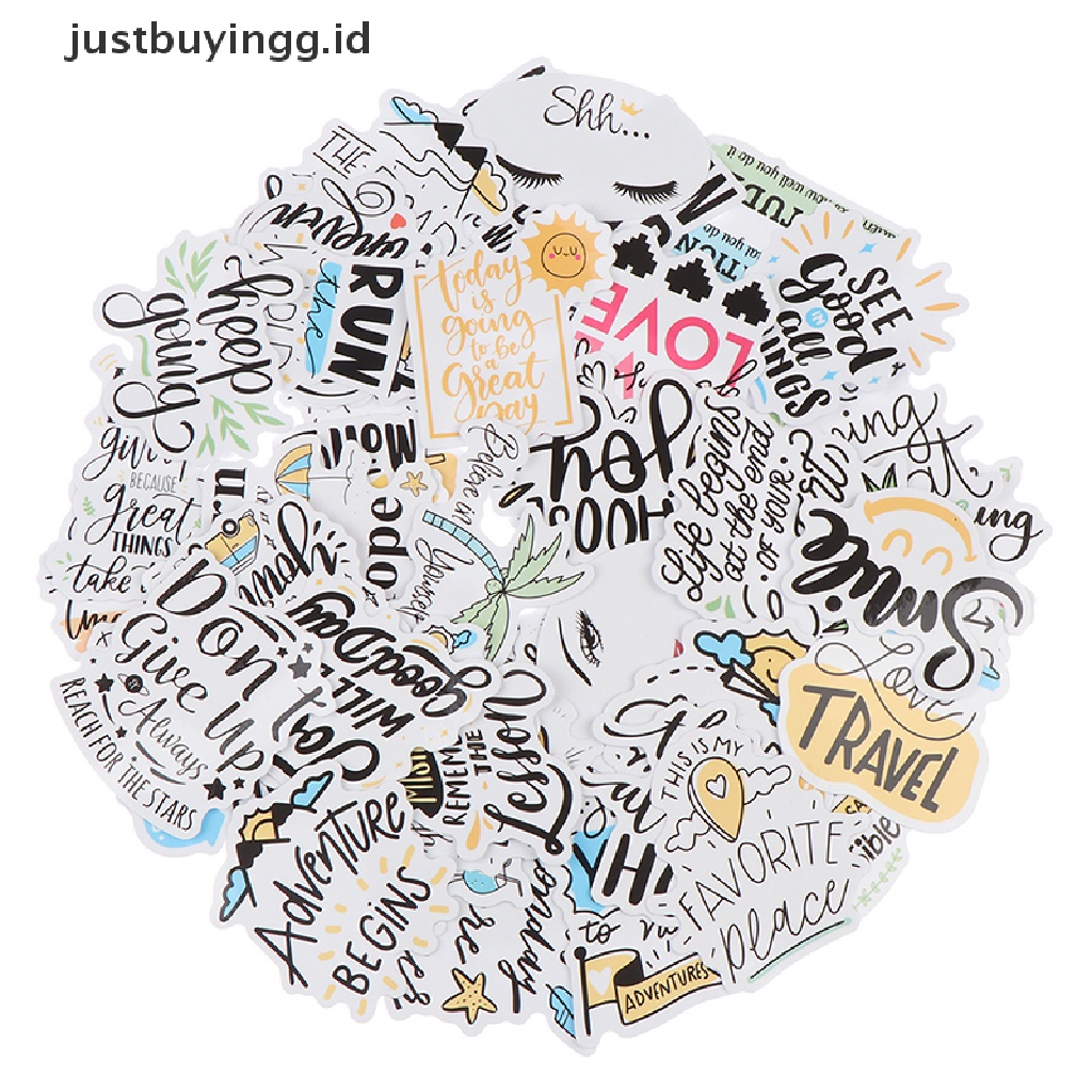 50 Pcs Stiker Kutipan Phrases Motivasi Tahan Air Untuk Laptop Skateboard