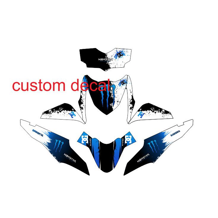 Decal Dekal Stiker Motor Beat Fi Dc Monster Energy Biru Shopee