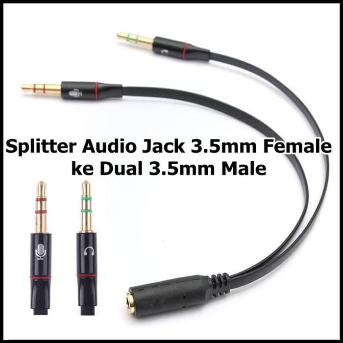 Splitter Audio Jack 3.5mm Female ke Dual 3.5mm Male HiFi Mic Hear L43