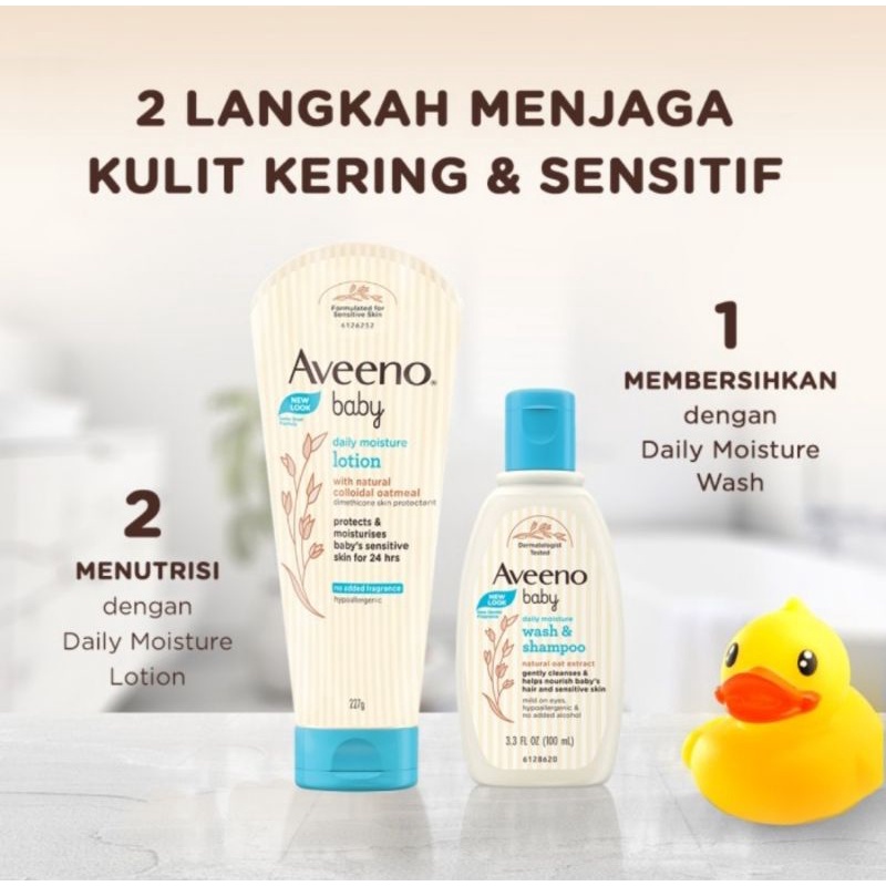 Aveeno Baby Daily Moisture Wash &amp; Shampoo 100ml - Sabun &amp; Shampo Bayi