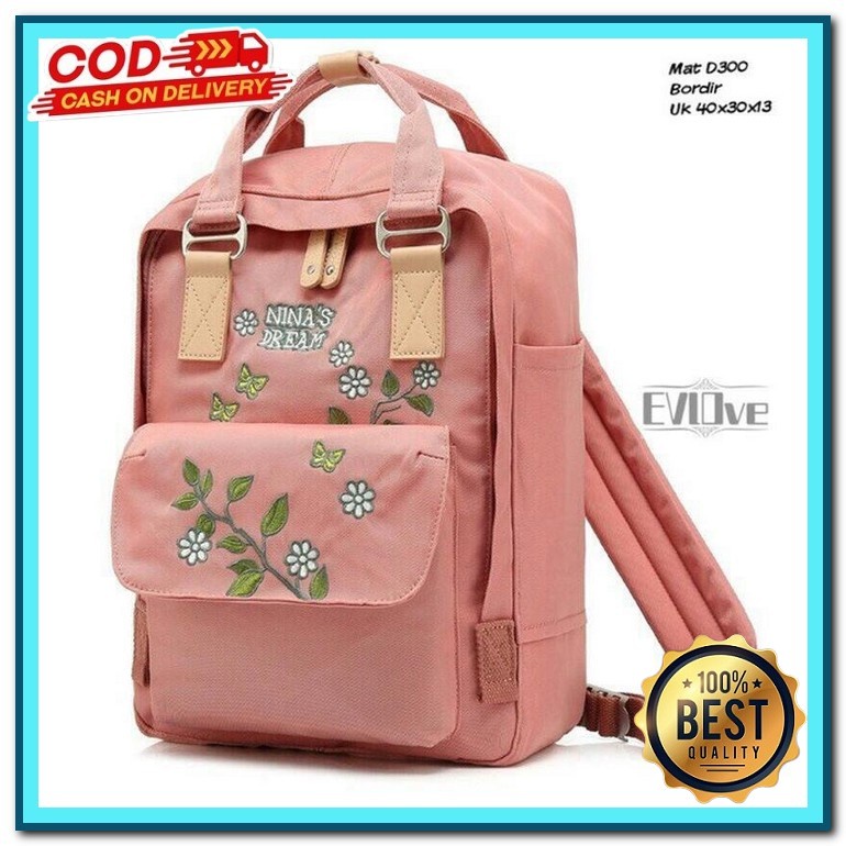 Tas Ransel Perempuan Premium Bacpak Cewe Resleting Tas Sekolah Bahan Kain Tebal Begpek Sekolah Wanit
