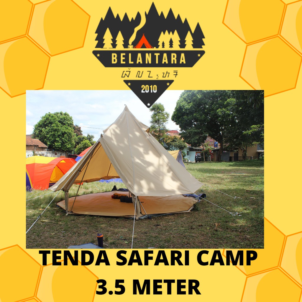 tenda glamping safari camp resort beige cream belantara adventure diameter 3.5 meter