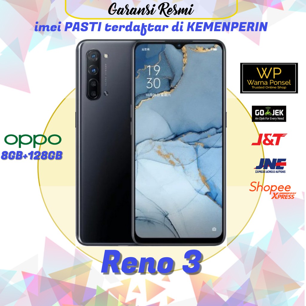 Oppo Reno 3 Ram 8/128GB Garansi Resmi 1 Tahun, Super