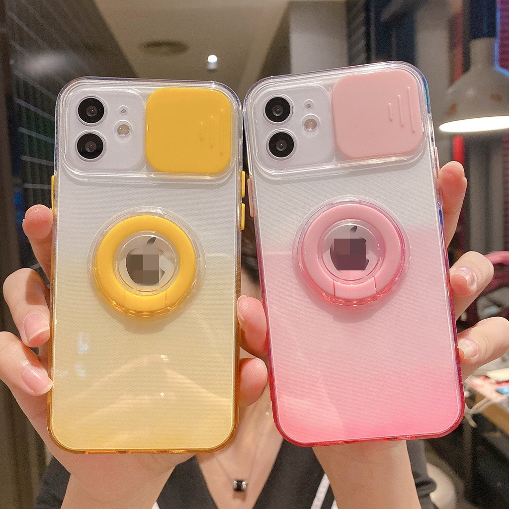 TPU Transparan Case for iPhone 13 12 11 pro max X / Xs max 7 / 8 / Se 2020 7plus / 8plus Full Cover Dengan Ring holder