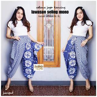  Grosir  Batik  Celana  Kulot  Batik  Jogger Lawasan Biru 