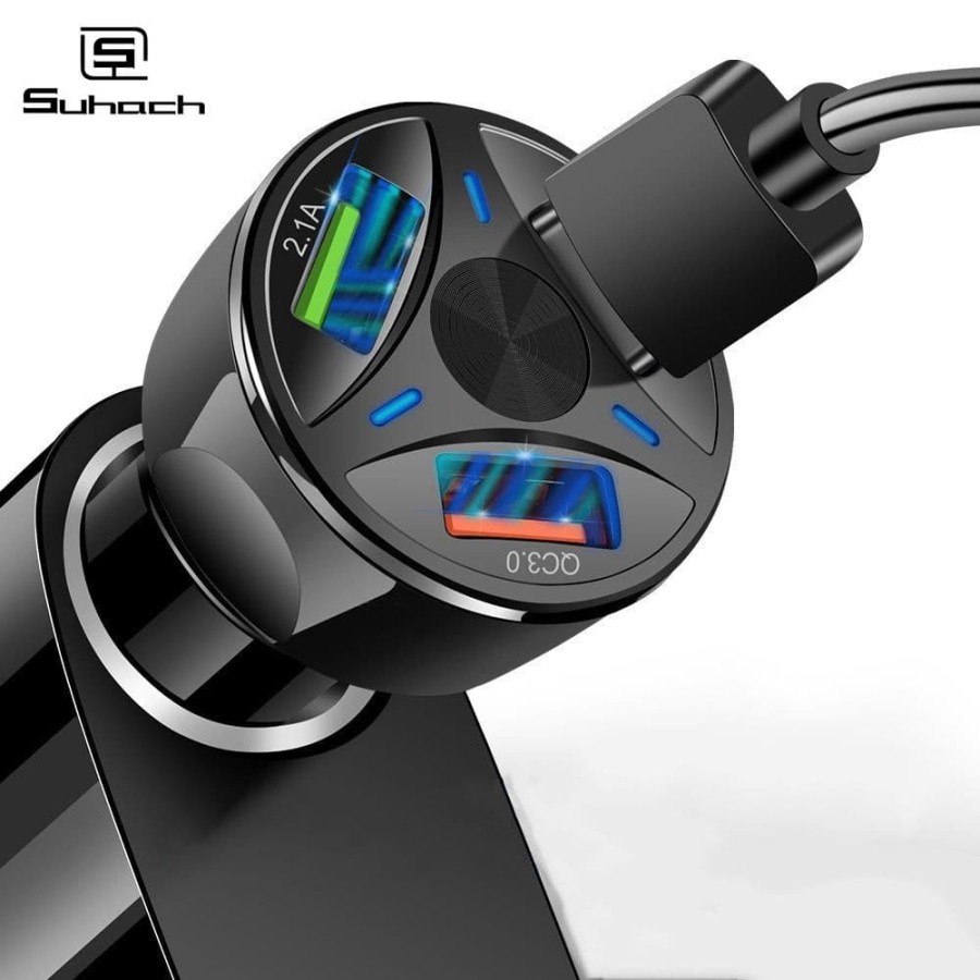 Suhach Car Charger Mobil USB 3 Port 2.1A QC3.0 - APD-369 - Black