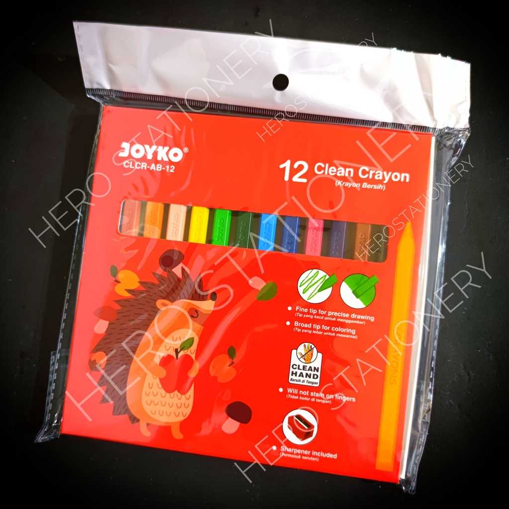 

Joyko clean crayon krayon bersih 12 warna CLCR-AC-12
