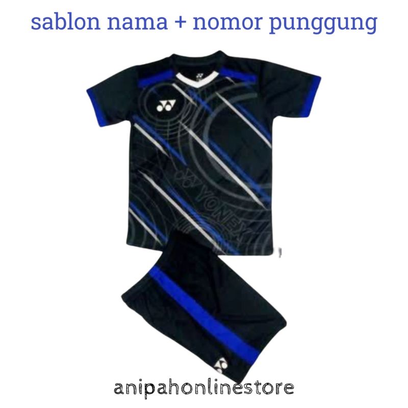 baju olahraga anak TK SD SMP Sablon nama+Nomor punggung/ Jersey badminton anak custom nama dan nomor