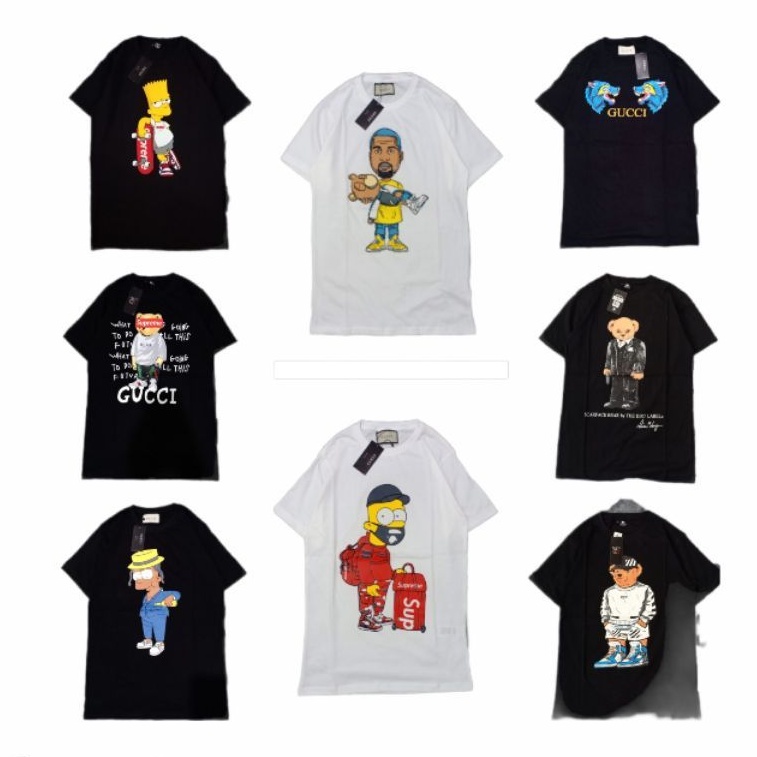 Kaos Gucci Bear Simpsons Hitam & Putih