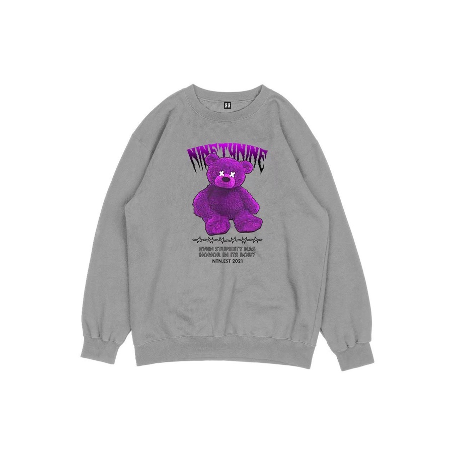 Sweater Crewneck NINETY NINE PURPLE BEAR / Jaket Crewneck Pria / Jaket Crewneck Wanita Available M L XL Casual Good Brand Quality Original (Fulltag) Realpict