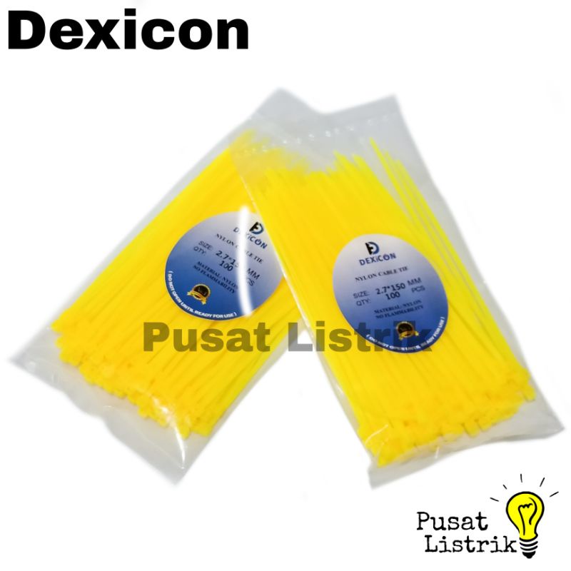 Kabel Ties 2,7x150mm Warna Kuning Dexicon Cable Ties 2.7x15cm Pengikat Kabel Warna Murah