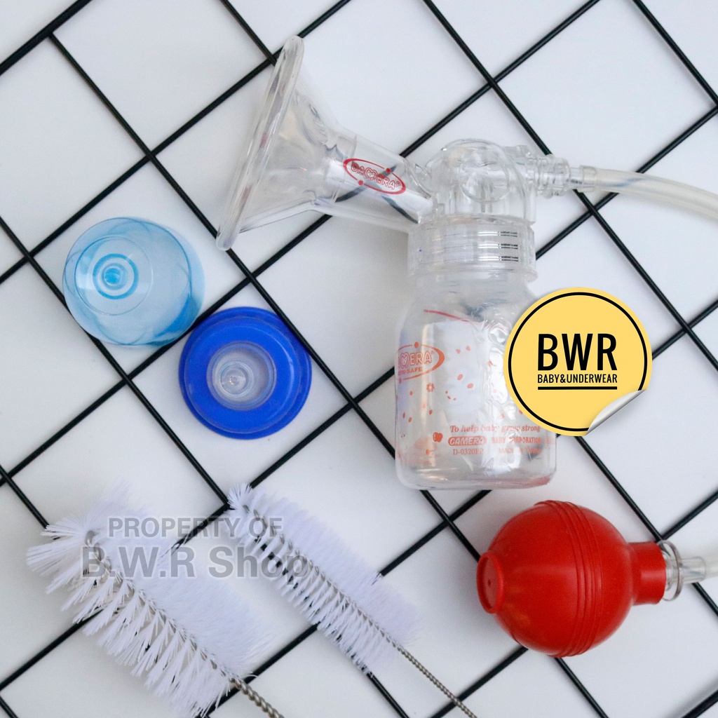 SET Breast Pump CAMERA 21233 / Pompa ASI + Botol &amp; Sikat Botol Asi BPA free Feeding Set - Bwr IX