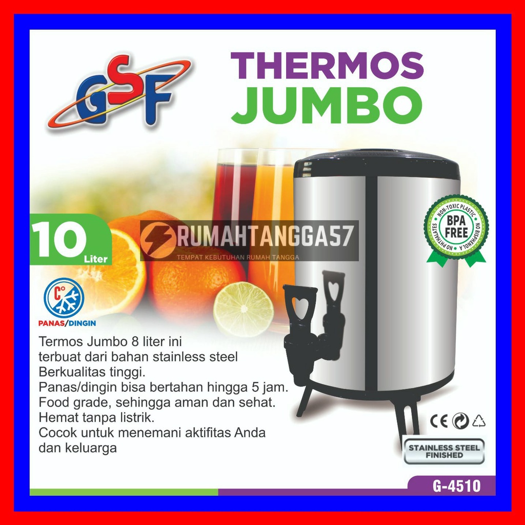 THERMOS JUMBO 10 LITER GSF G-4510 / WATER JUG MILK TEA BUCKET TERMOS TUAS KERAN KAPASITAS BESAR STAI