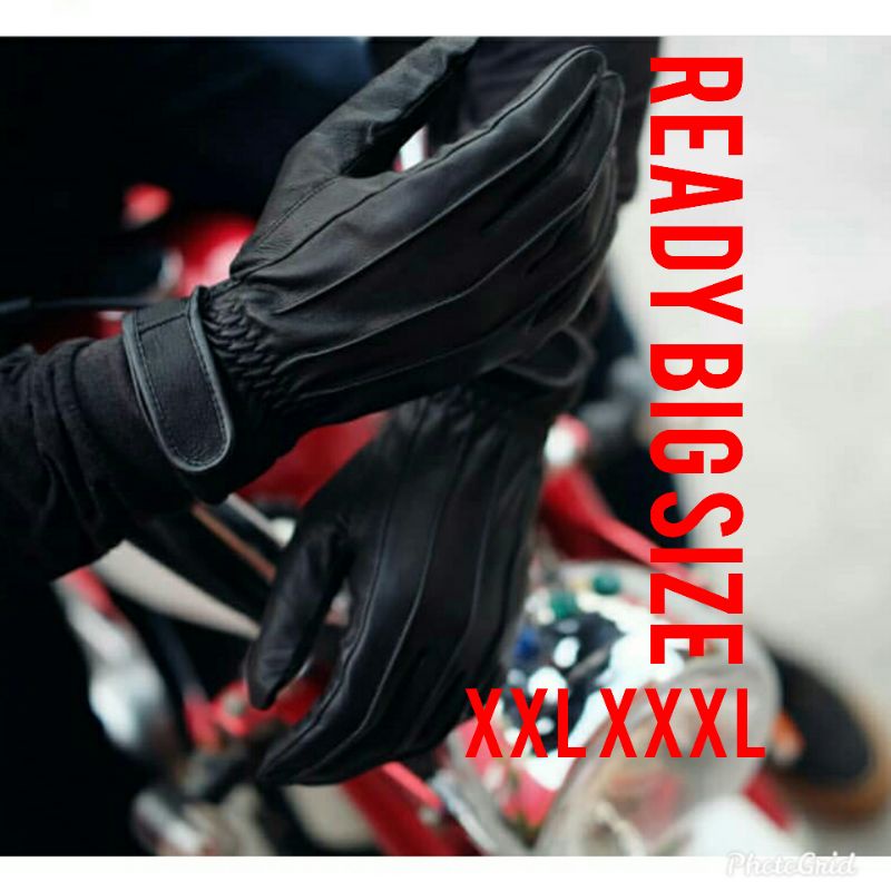 Sarung tangan motor pria wanita sarung tangan kulit asli sedia ukuran besar big size jumbo XXL XXXL