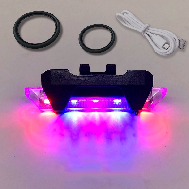 Lampu Sepeda warna warni usb rechargeable multi color anti air