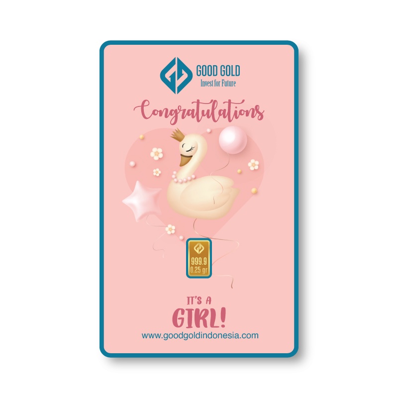Good Gold Emas Batangan 0,25gr Logam Mulia 0,25 gram LM Fine Gold 0.25gr Emas Murni Emas 24K untuk Gift / Hadiah-Baby Girl