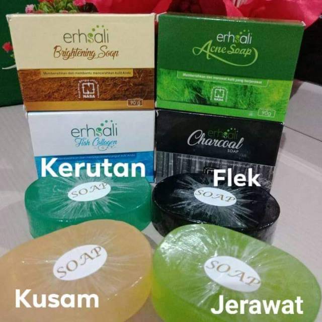 ERHSALI SOAP NASA ( Acne soap, Brightening Soap,  Fish Collagen, Charcoal Soap)