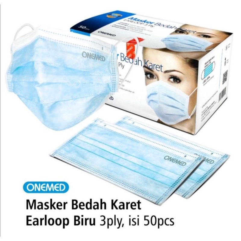 Masker Bedah 3ply Onemed  earloop 3 ply total protection