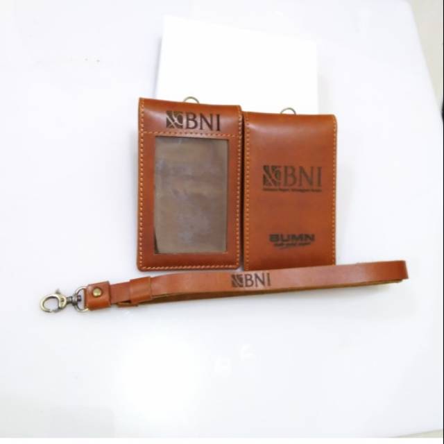 

Name Tag Id Card Holder Logo BNI Kulit Asli