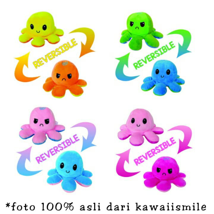 Boneka Gurita Octopus Boneka Ubur Ubur Bolak - Balik Berubah expresi