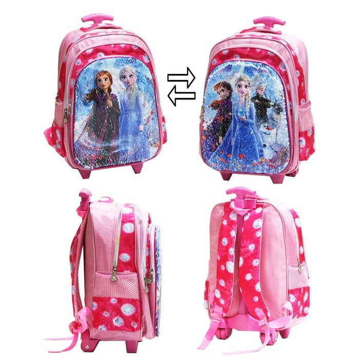 PROMO Trolley Anak Perempuan SD Import Tas Usap Sequin Payet Frozen