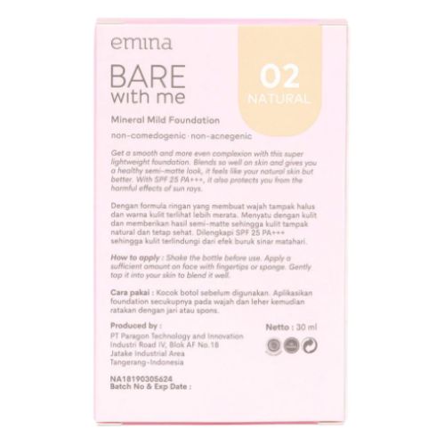 Emina Bare With Me Mineral Mild Foundation 02 Natural 30ml