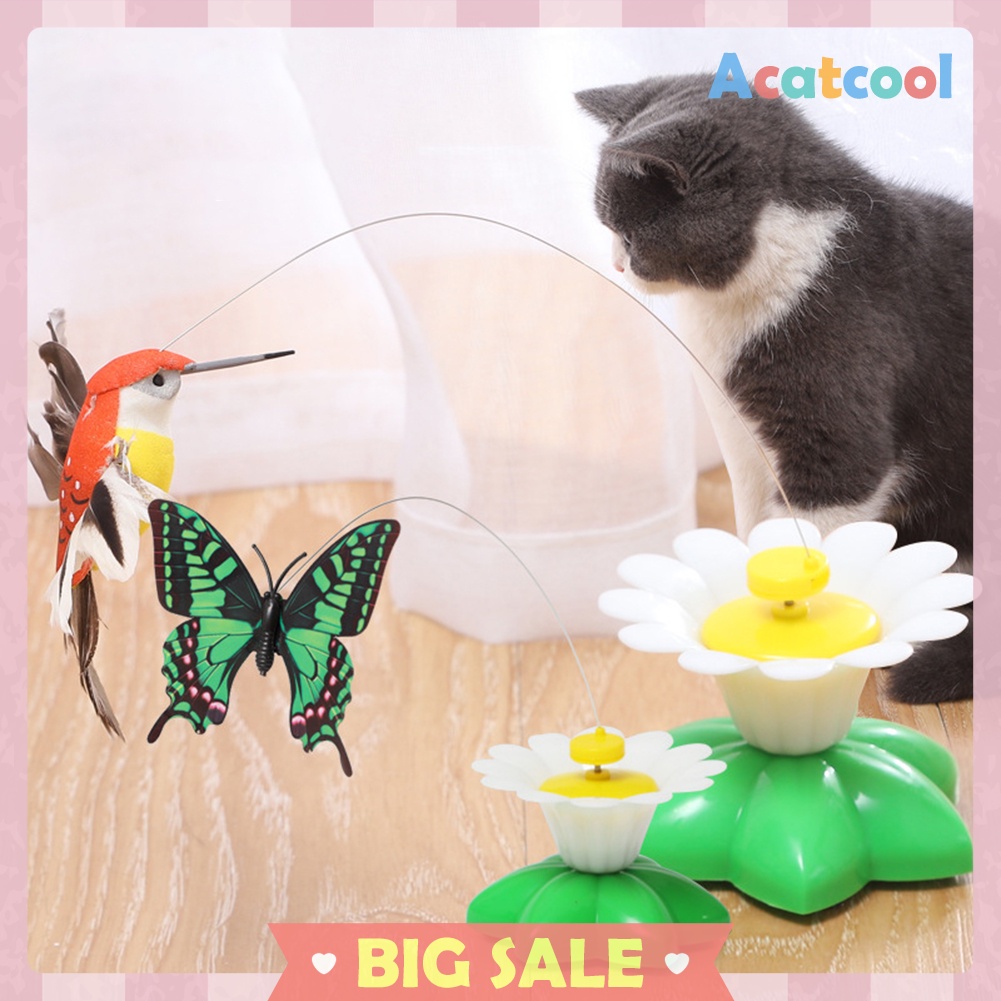 Electric Rotating Funny Cat Toy Bird Butterfly Pet Trainning Random Color