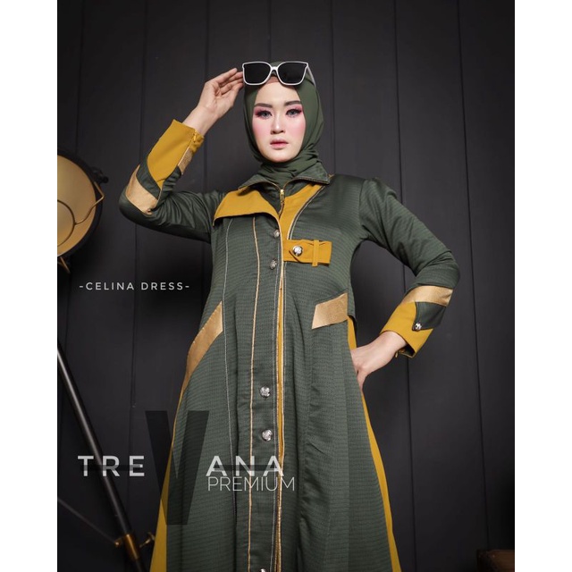 Celina Dress ORI by Trevana / Gamis Set Syar'i / Gamis Pesta / Dress Muslimah / Baju Syar'i Terbaru / Gamis Pesta Mewah / Fashion Muslimah Branded-B