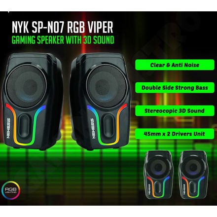 Speaker gaming USB NYK SP N01 N02 N03 N05 N07 RGB Soundbar LED aktif PC Laptop HP 3.5MM Bluetooth