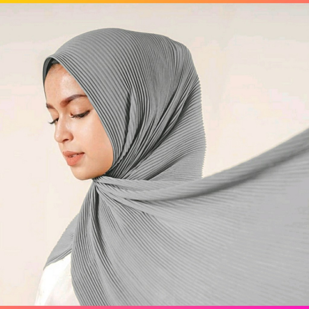KERUDUNG PASHMINA PLISKET PREMIUM/JILBAB PASHMINA PANJANG/HIJAB PASHMINA VIRAL-ABU ABU