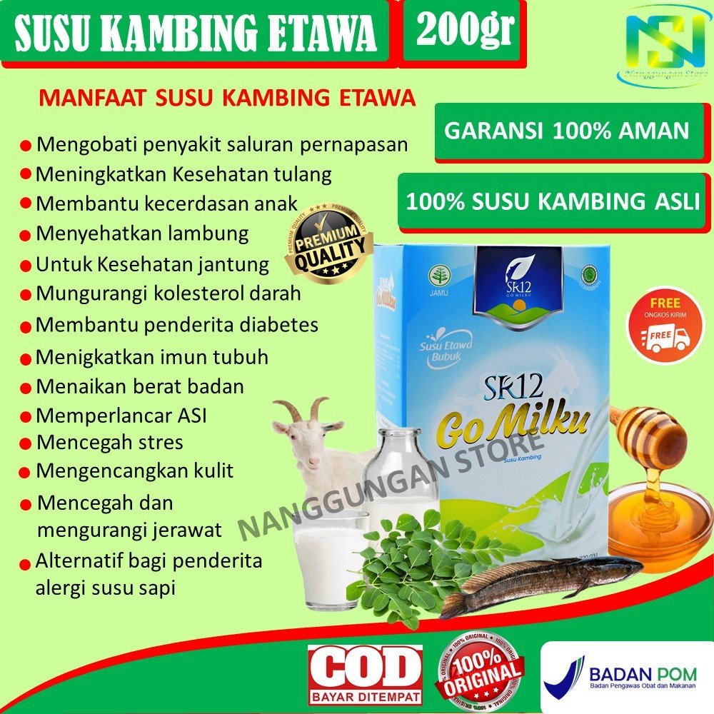 

Susu Kambing Etawa Bubuk Murni Goats Goat Milk Penggemuk Penambah Berat Badan Dewasa Anak Permanen
