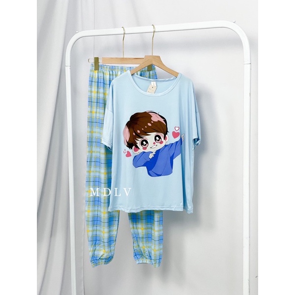 MDLV ~ BAJU TIDUR SET JOGGER BTS J-HOPE CP BAJU TIDUR IMPORT CEWEK BEST SELLER PIYAMA DEWASA FASHION IMPORT