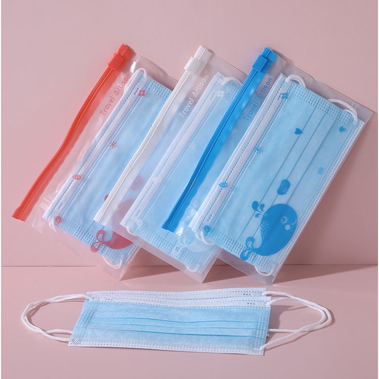 1 Piece Portable Face Mask Storage Bag / Mask Storage Zipper Bag  Clips / Anti Dust Face Mask Holder Organizer Bag