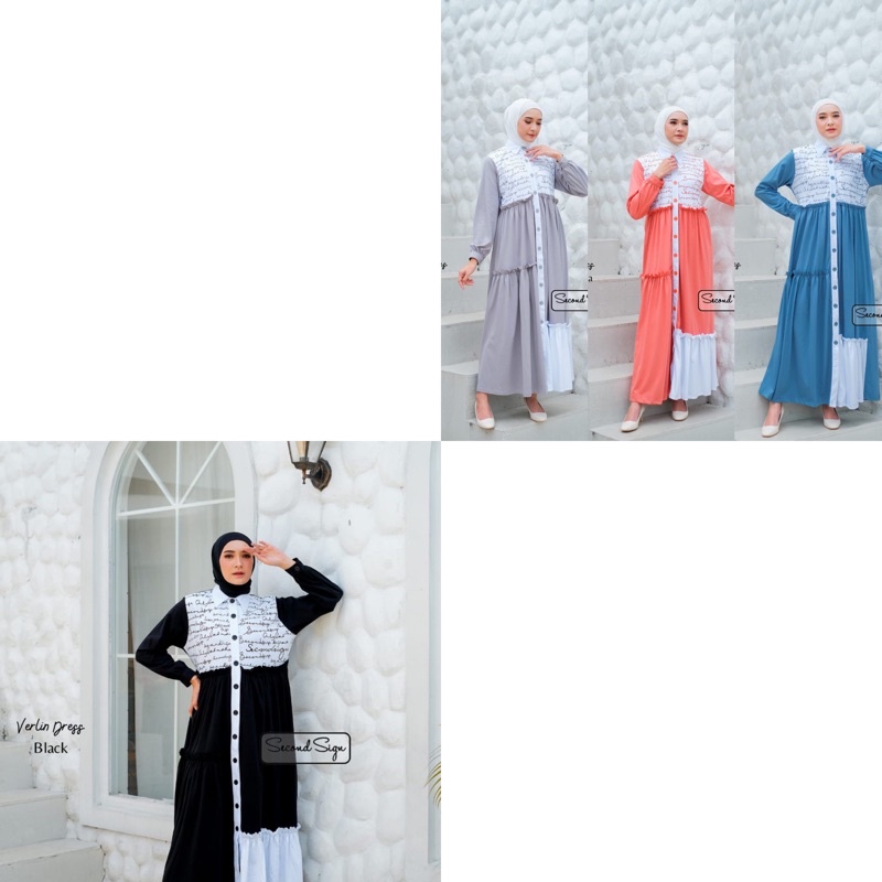 NEW VERLIN DRESS BY SECOND SIGN/BAHAN COTTON COMBAD/FULL KANCING/ALL SIZE/DRESS PREMIUM/SECOND SIGN 
