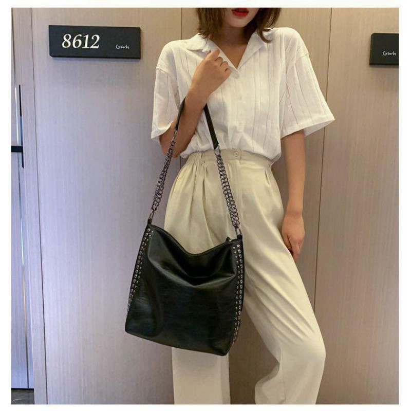 BJ71065 BEIGE/BLACK - TAS POLOS classic klasik slempang kulit TAS WANITA FASHION IMPORT MODIS ELEGAN TERMURAH TERLARIS TERBARU BAGSTORE JAKARTA TAS BATAM LT1865 VC84594 BQ2702