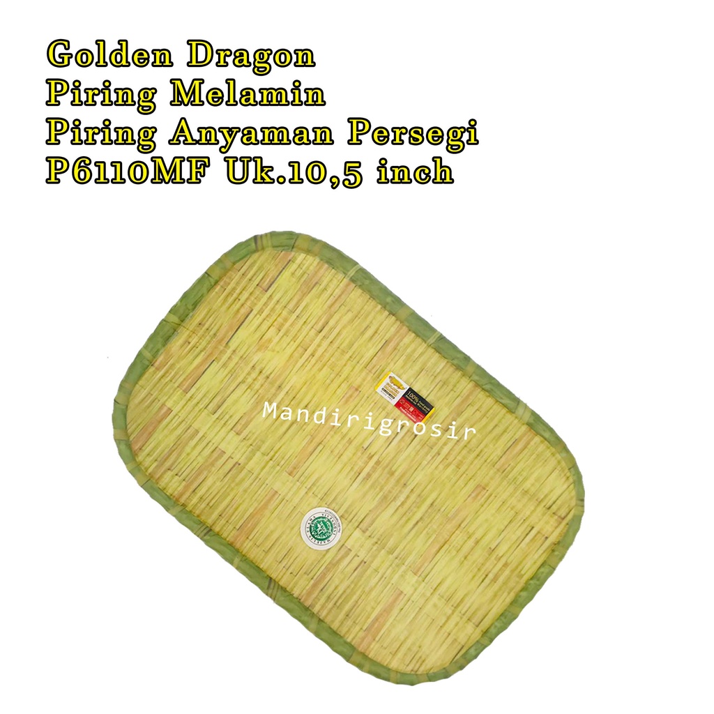 Golden Dragon * Piring Melamin * Piring Anyaman Persegi * P6110MF * 10,5 inch