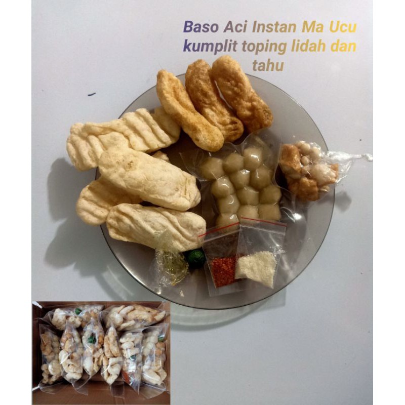 

Baso Aci Instan ma ucu 12 toping cuanhki lidah dan tahu