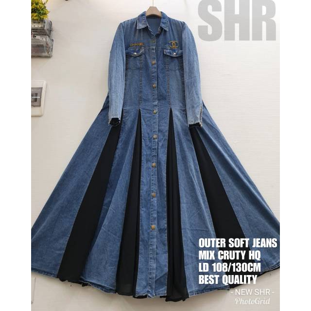 Gamis jeans mix ceruty by SHR