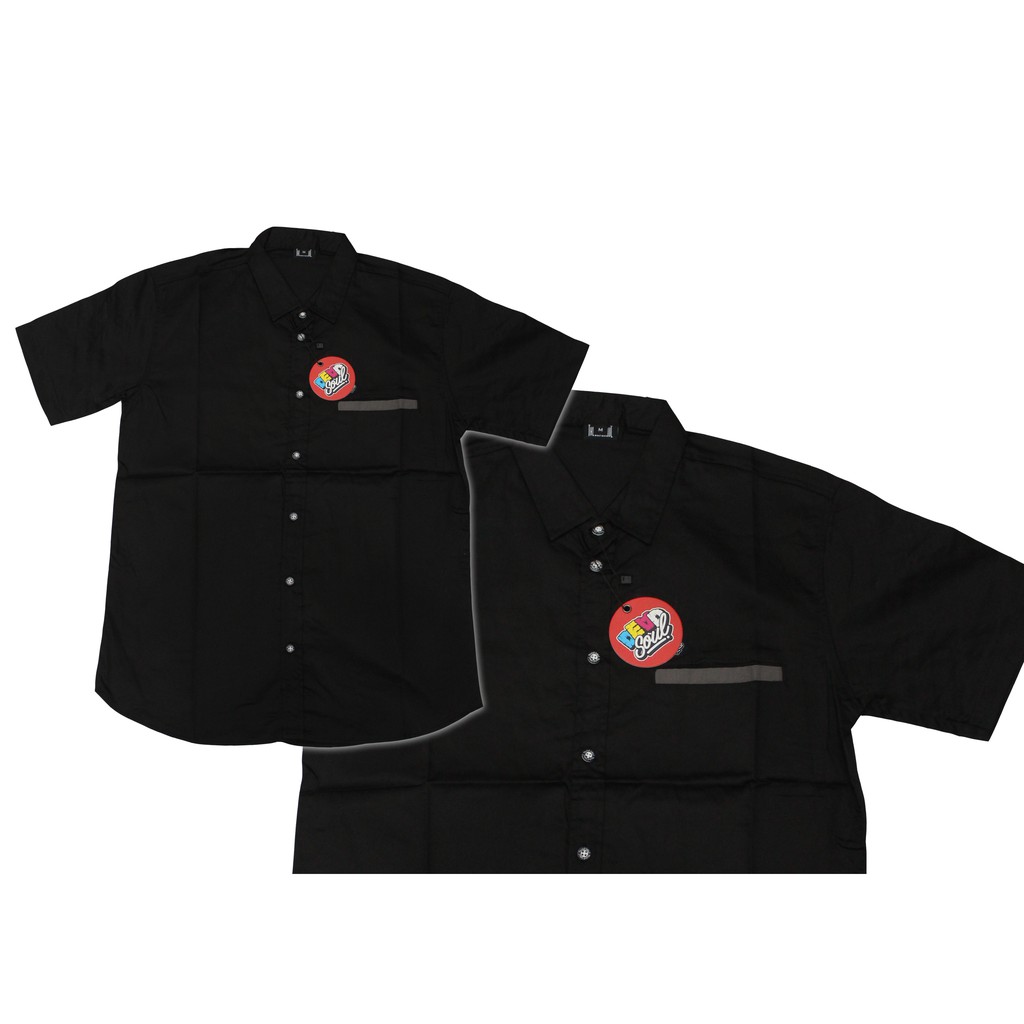 KEMEJA PRIA DEADSOUL LENGAN PENDEK HITAM KJ2