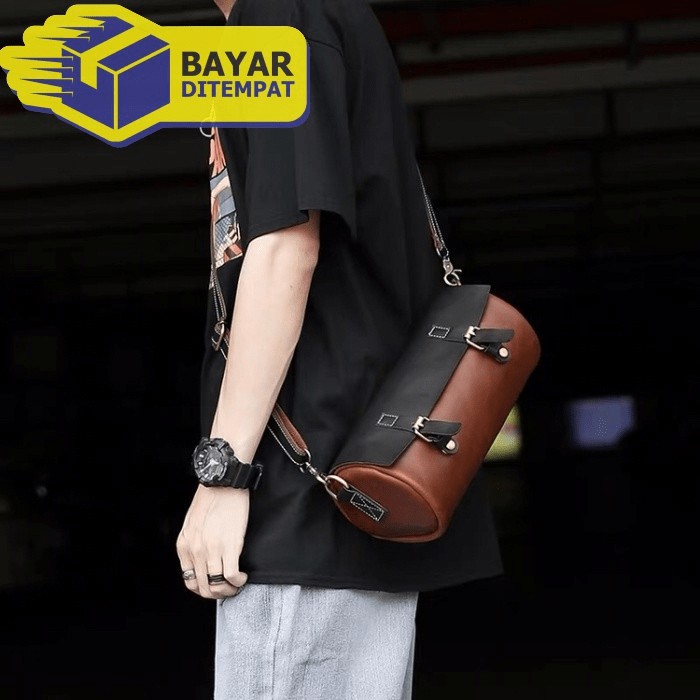 T178 Laoshizi Luosen Tas Selempang Pria Bahan Kulit Sapi Asli Imp HU465  Selempang Kulit Pria Slin